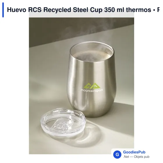 Mug isotherme personnalisable Huevo RCS en acier inoxydable recycléavec logo - Image 12