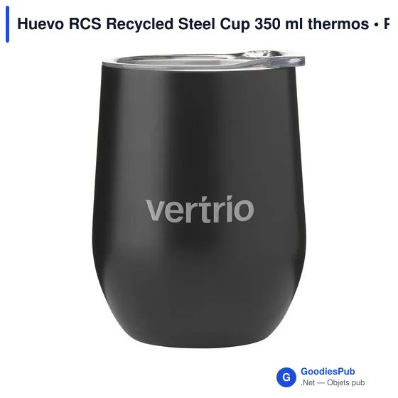Mug isotherme personnalisable Huevo RCS en acier inoxydable recycléavec logo - Image 7