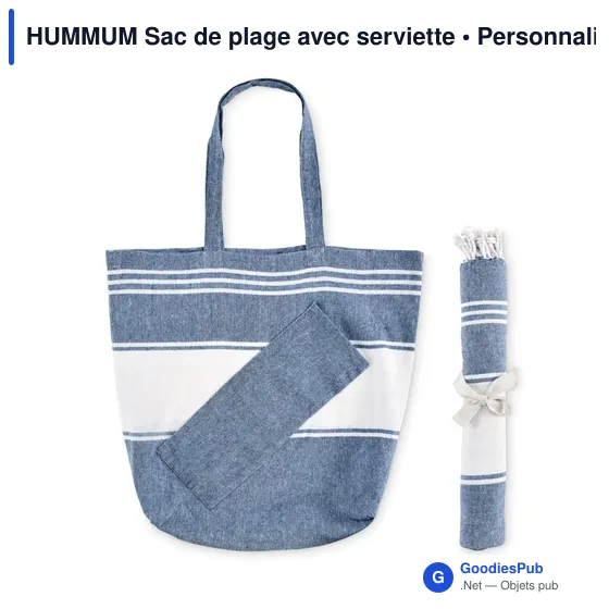 Sac de plage personnalisable avec serviette - HUMMUMavec logo - Image 2
