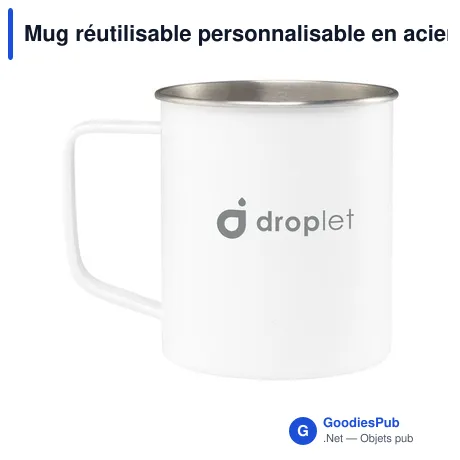 Mug réutilisable personnalisable en acier inoxydable - Hutch 400 mlavec logo