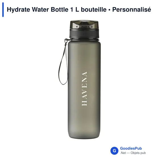 Bouteille d'eau personnalisable Hydrate Water Bottle 1 L avec logo - Image 2