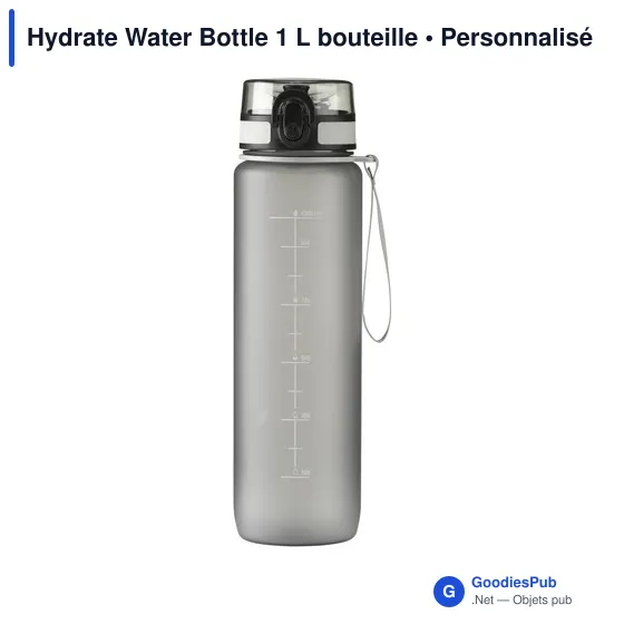 Bouteille d'eau personnalisable Hydrate Water Bottle 1 L avec logo - Image 6