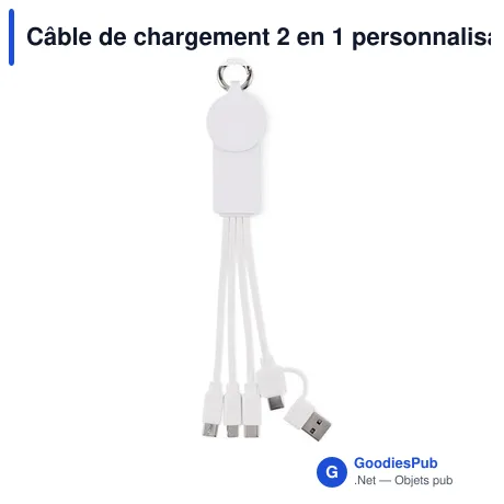 Câble de chargement 2 en 1 personnalisable avec logo - ICAB