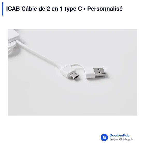 Câble de chargement 2 en 1 personnalisable avec logo - ICAB - Image 3