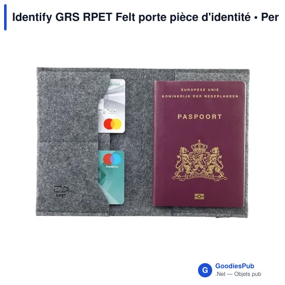 Porte pièce d'identité personnalisable en feutre RPET - Identify GRSavec logo - Image 5