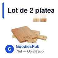 Lot de 2 plateaux à tapas personnalisables en bois d'acacia avec logo - InSideOut - Miniature 1