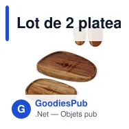 Lot de 2 plateaux organiques personnalisables en bois d'acacia avec logo - InSideOut - Miniature 1