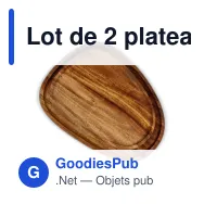 Lot de 2 plateaux organiques personnalisables en bois d'acacia avec logo - InSideOut - Miniature 2
