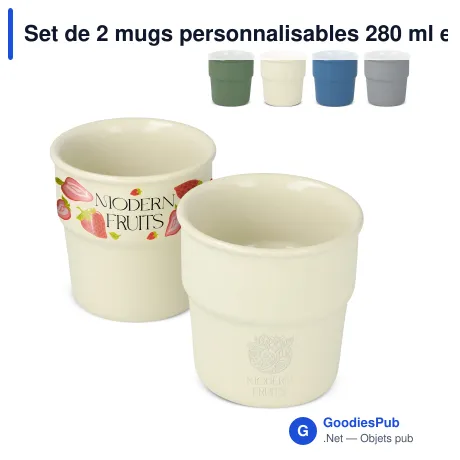 Set de 2 mugs personnalisables 280 ml en céramique avec logo - InSideOut Fika