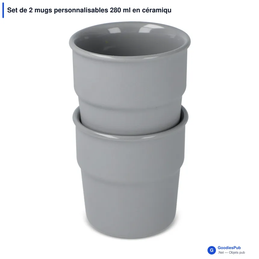 Set de 2 mugs personnalisables 280 ml en céramique avec logo - InSideOut Fika - Image 3