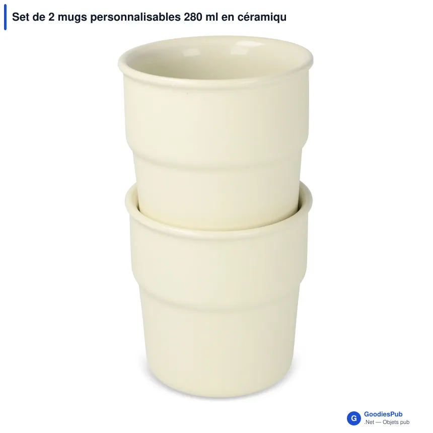 Set de 2 mugs personnalisables 280 ml en céramique avec logo - InSideOut Fika - Image 4
