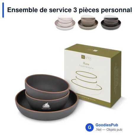 Ensemble de service 3 pièces personnalisable en R-PET avec logo - InSideOut Runa