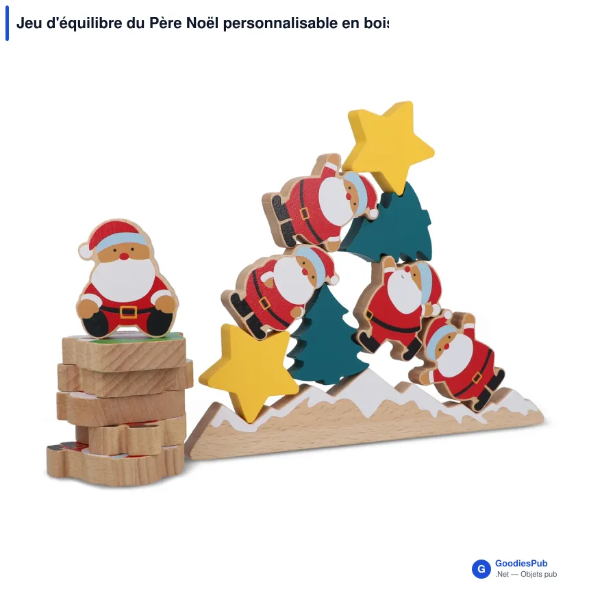 Jeu d'équilibre du Père Noël personnalisable en bois FSC avec logo - InSideOut - Image 2
