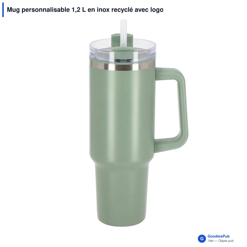 Mug personnalisable 1,2 L en inox recyclé avec logo - InSideOut Ozzy - Image 2