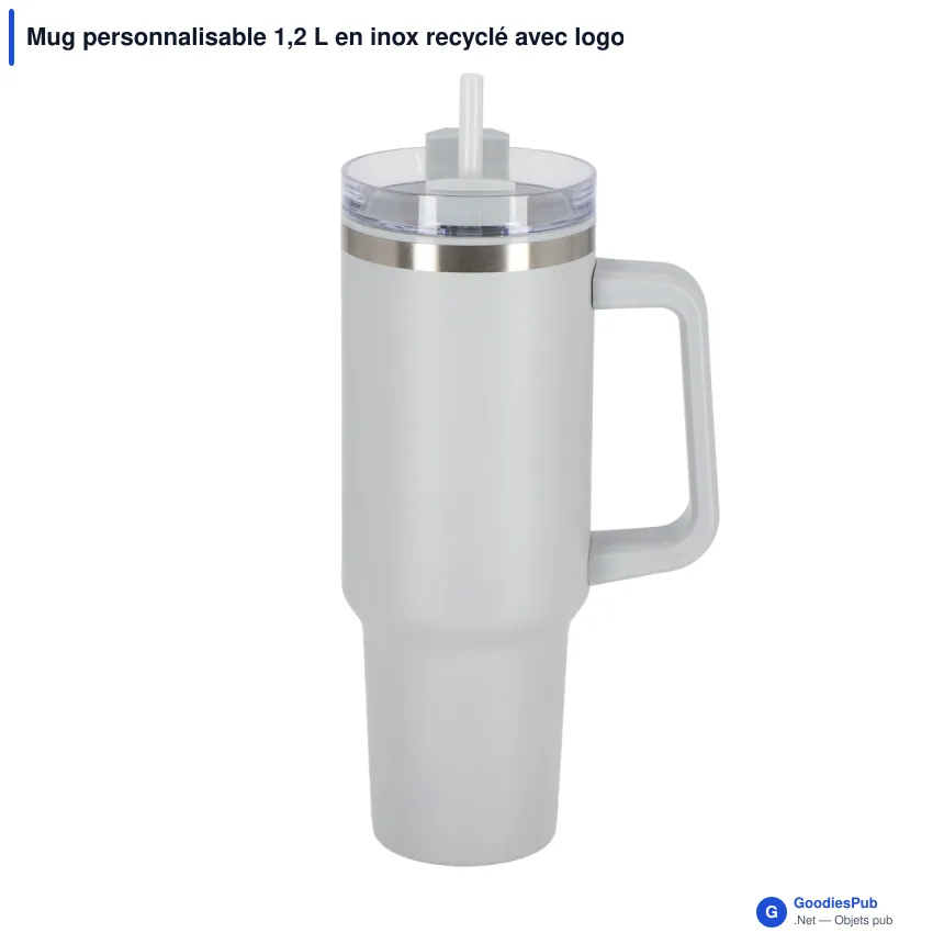 Mug personnalisable 1,2 L en inox recyclé avec logo - InSideOut Ozzy - Image 3