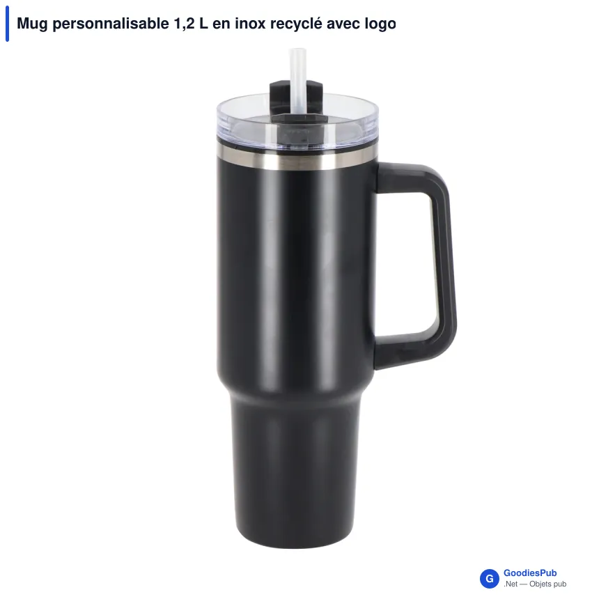 Mug personnalisable 1,2 L en inox recyclé avec logo - InSideOut Ozzy - Image 4