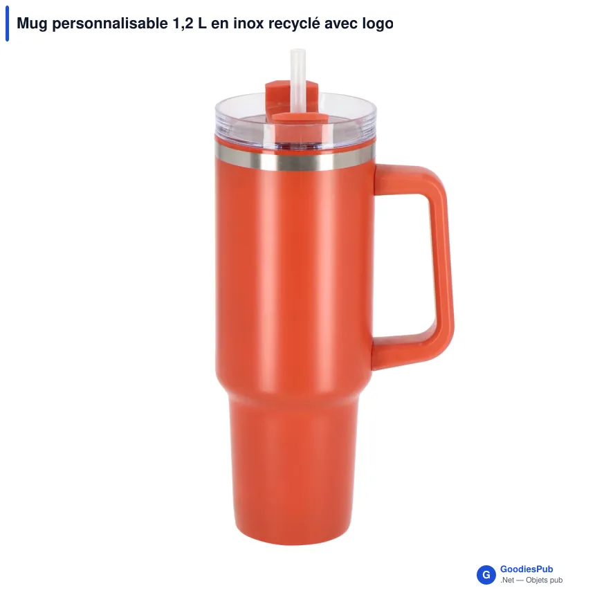 Mug personnalisable 1,2 L en inox recyclé avec logo - InSideOut Ozzy - Image 9
