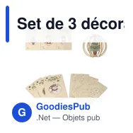 Set de 3 décorations de Noël personnalisables en bois FSC avec logo - InSideOut - Miniature 1