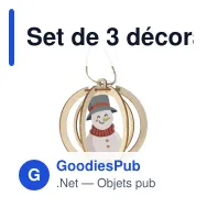 Set de 3 décorations de Noël personnalisables en bois FSC avec logo - InSideOut - Miniature 2
