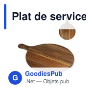 Plat de service rond personnalisable 31,5 cm en bois d'acacia avec logo - InSideOut - Miniature 1