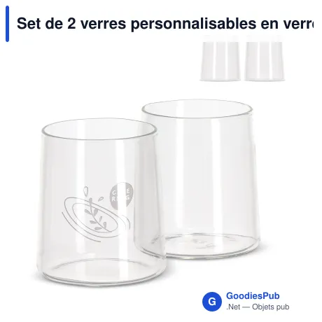 Set de 2 verres personnalisables en verre borosilicate avec logo - InSideOut Elin