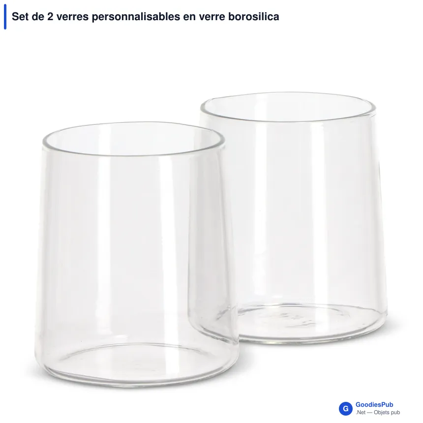 Set de 2 verres personnalisables en verre borosilicate avec logo - InSideOut Elin - Image 2
