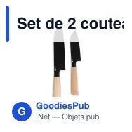 Set de 2 couteaux Santoku personnalisable en inox et bois avec logo - InSideOut Ravn - Miniature 2