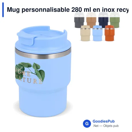 Mug personnalisable 280 ml en inox recyclé avec logo - InSideOut T-mug