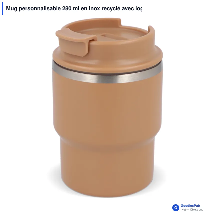 Mug personnalisable 280 ml en inox recyclé avec logo - InSideOut T-mug - Image 4
