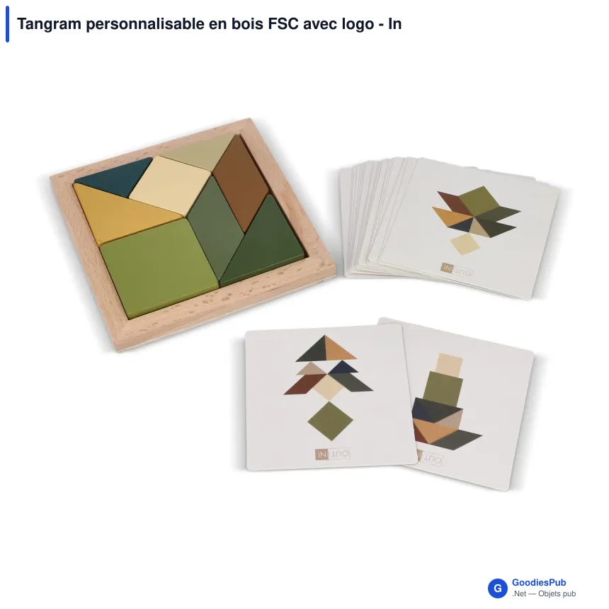 Tangram personnalisable en bois FSC avec logo - InSideOut Think IQ - Image 2