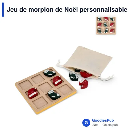 Jeu de morpion de Noël personnalisable en bois FSC avec logo - InSideOut