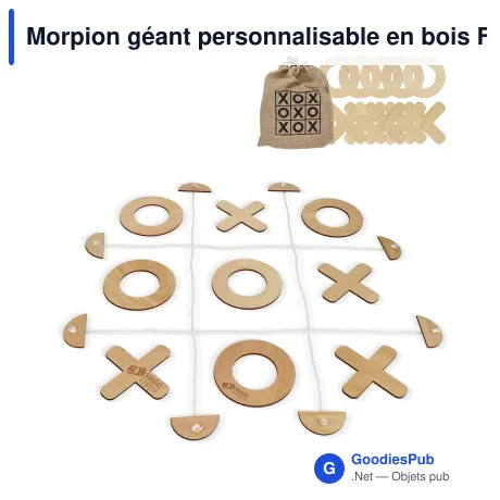 Morpion géant personnalisable en bois FSC avec logo - InSideOut Tic Tac Toe