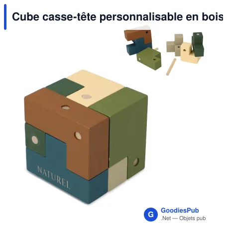 Cube casse-tête personnalisable en bois FSC avec logo - InSideOut Think IQ