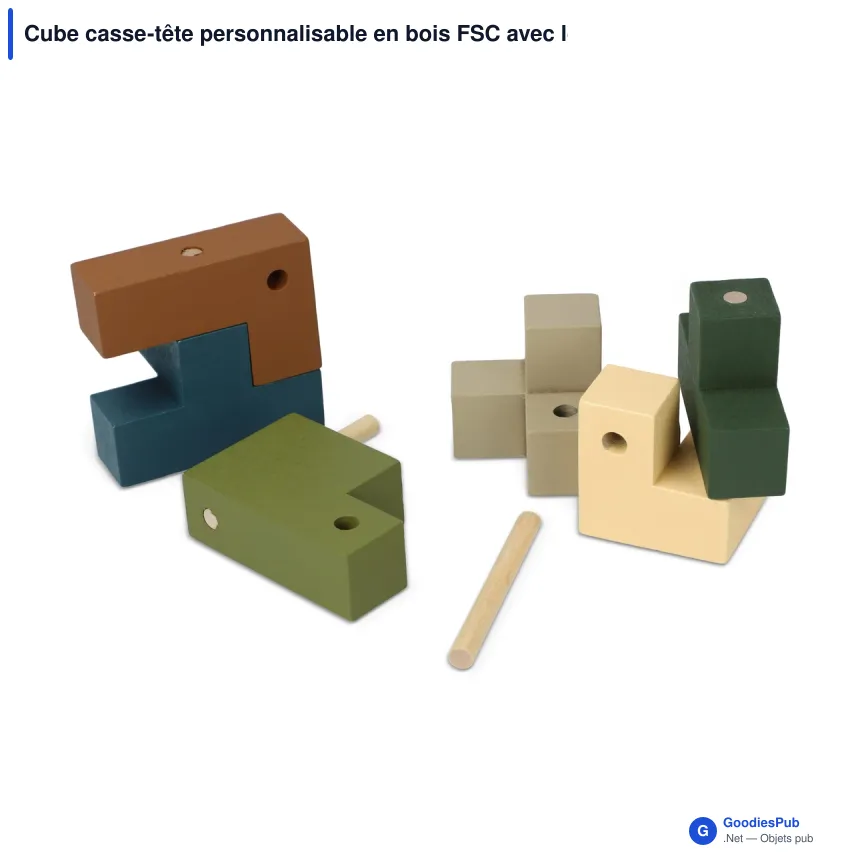 Cube casse-tête personnalisable en bois FSC avec logo - InSideOut Think IQ - Image 2