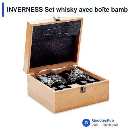 INVERNESS Set whisky avec boîte bambou