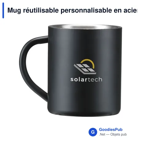 Mug réutilisable personnalisable en acier inoxydable recyclé - IsoMug RCSavec logo