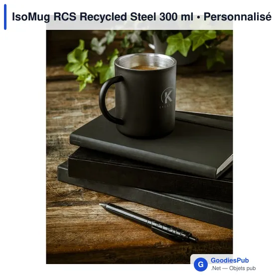 Mug réutilisable personnalisable en acier inoxydable recyclé - IsoMug RCSavec logo - Image 2