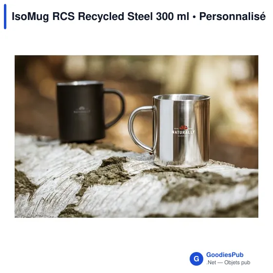 Mug réutilisable personnalisable en acier inoxydable recyclé - IsoMug RCSavec logo - Image 3