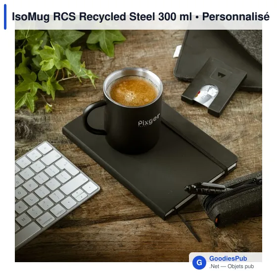 Mug réutilisable personnalisable en acier inoxydable recyclé - IsoMug RCSavec logo - Image 4