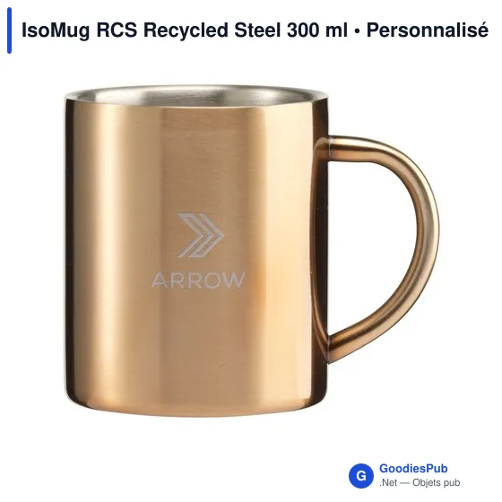 Mug réutilisable personnalisable en acier inoxydable recyclé - IsoMug RCSavec logo - Image 8