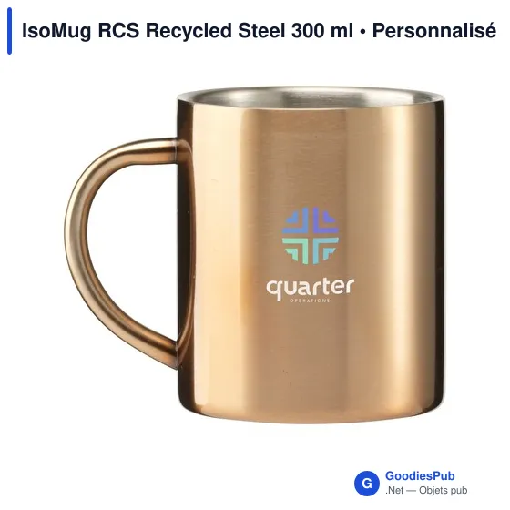 Mug réutilisable personnalisable en acier inoxydable recyclé - IsoMug RCSavec logo - Image 9