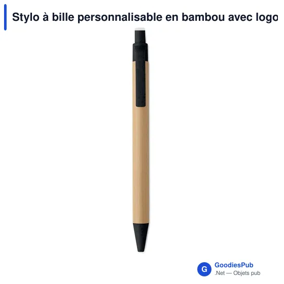 Stylo à bille personnalisable en bambou avec logo - ITEA COLOUR - Image 2