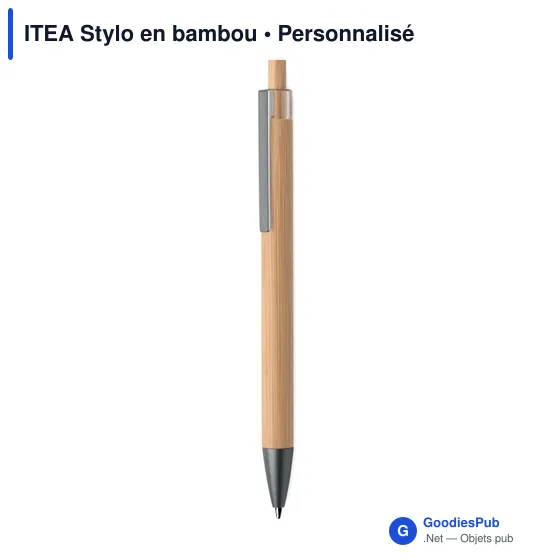 Stylo à bille personnalisable en bambou avec logo - ITEA - Image 1