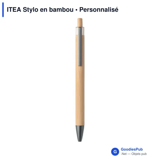 Stylo à bille personnalisable en bambou avec logo - ITEA - Image 2