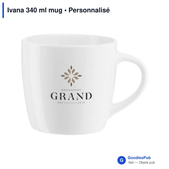 Mug en céramique personnalisable Ivana 340 ml avec logo - Image 1