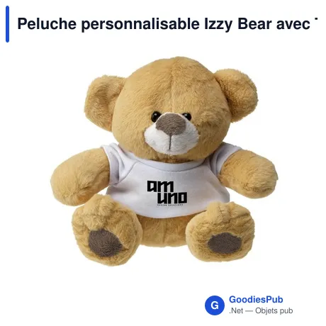 Peluche personnalisable Izzy Bear avec T-shirt pour logo
