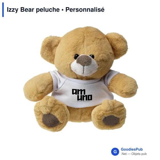 Peluche personnalisable Izzy Bear avec T-shirt pour logo - Image 2