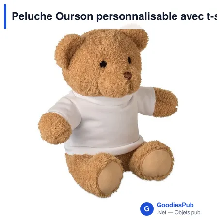 Peluche Ourson personnalisable avec t-shirt pour logo - JACKIE