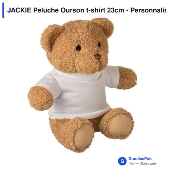 Peluche Ourson personnalisable avec t-shirt pour logo - JACKIE - Image 1