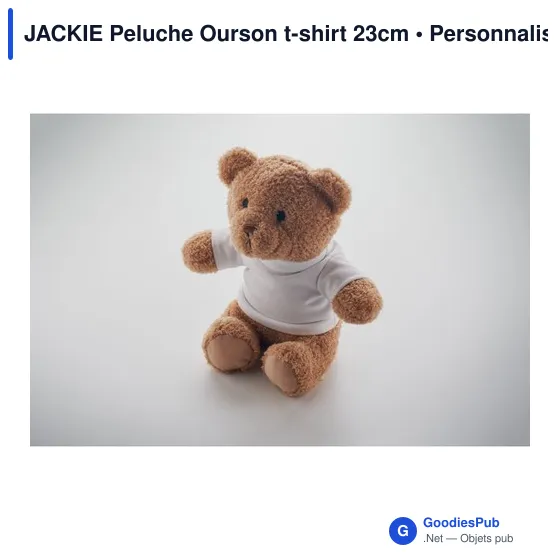 Peluche Ourson personnalisable avec t-shirt pour logo - JACKIE - Image 4